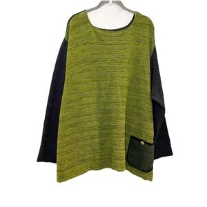 Margaret Winters Lagenlook Color Block Pocket Pullover Sweater Art Teacher 2X